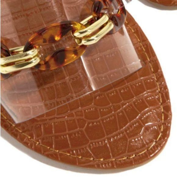 Single Strap Slides in Clear/Tortoise - Picture 3 of 6